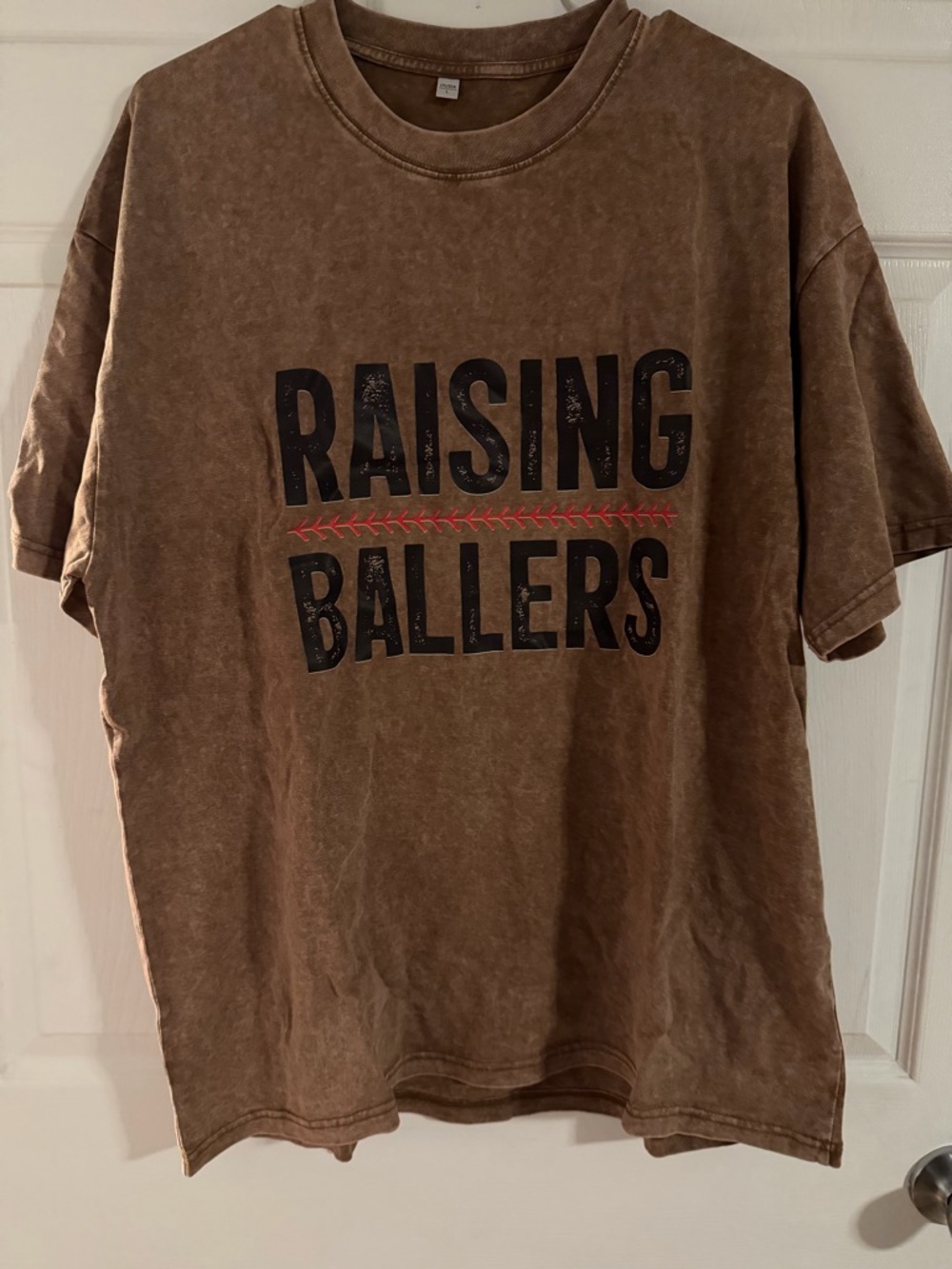 Raising Ballers Graphic Tee - Brown with Black & Red Print